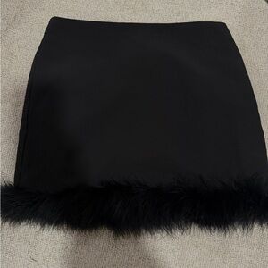 Black Feather Trim Skirt